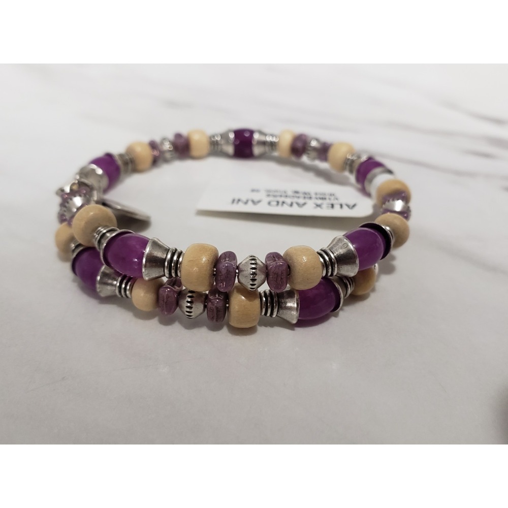 NEW Alex and Ani Vintage 66 GROVE WRAP PURPLE VIOLET SILVER Wrap Bangle Bracelet